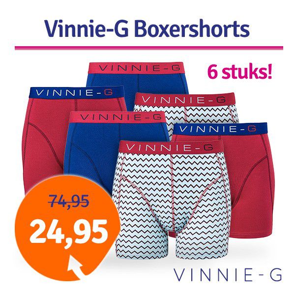 Een Dag Actie - Dagaanbieding Vinnie-G Boxershorts Burgundy 6-Pack