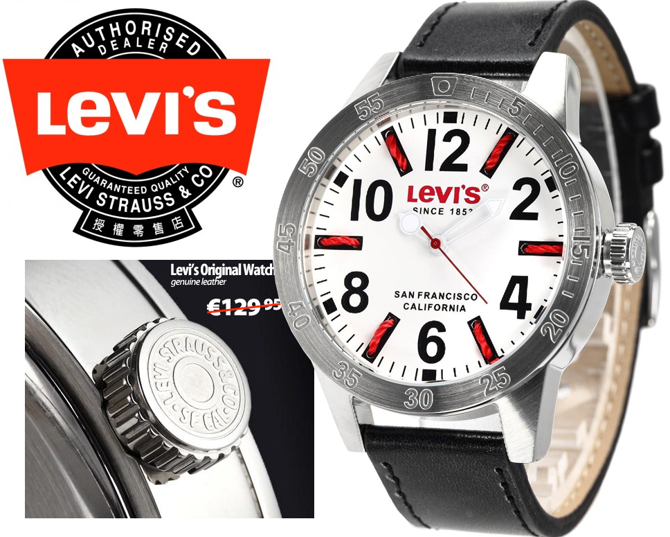 Click to Buy - Levi's Brand Horloge met Leren Band