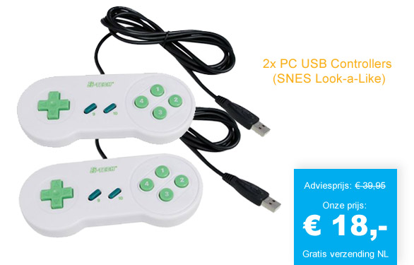 123 Dagaanbieding - 2X Pc Usb Controllers (Snes Look-a-like)