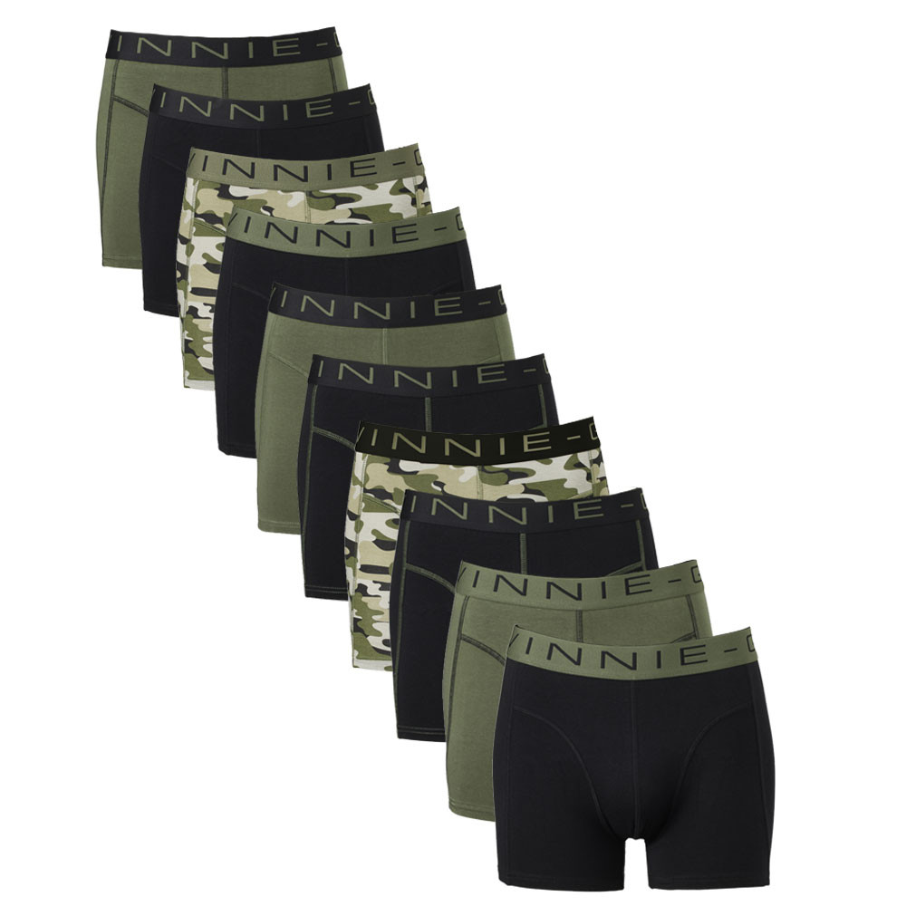 Een Dag Actie - Vinnie-G Boxershorts Voordeelpakket 10-Pack Black / Forest Green